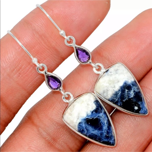 Jewelry - Sodalite and amethyst Silver earrings
